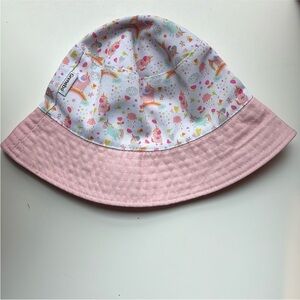 Kids Pink and White Reversible Bucket Garden Hat